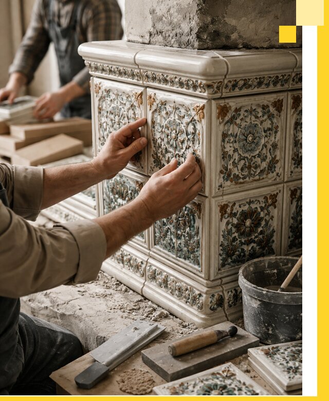 Изразцовые камины под ключ в Владикавказе: проект и монтаж