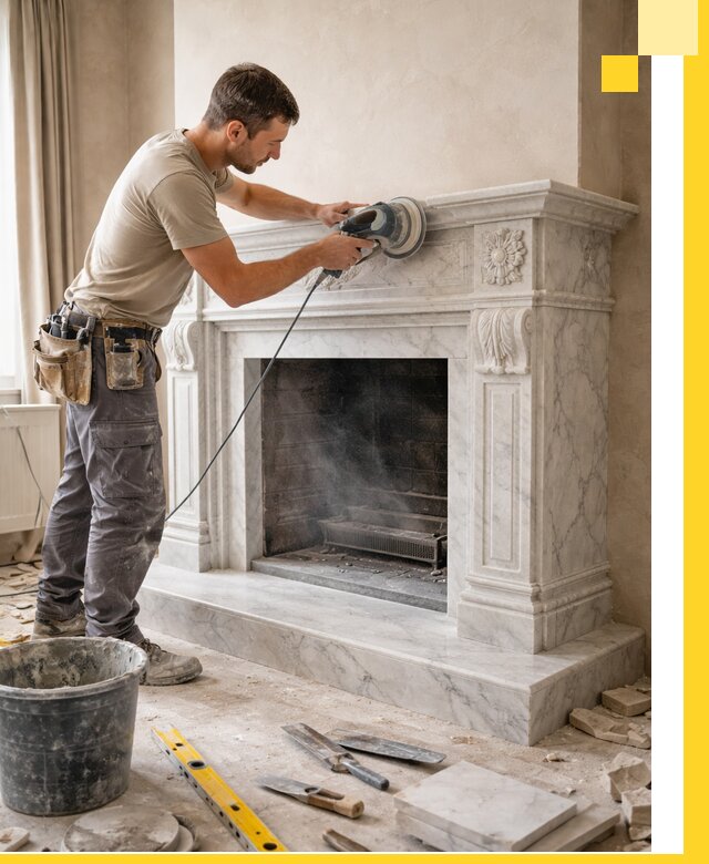 Изготовление и установка мраморных каминов в Владикавказе под ключ