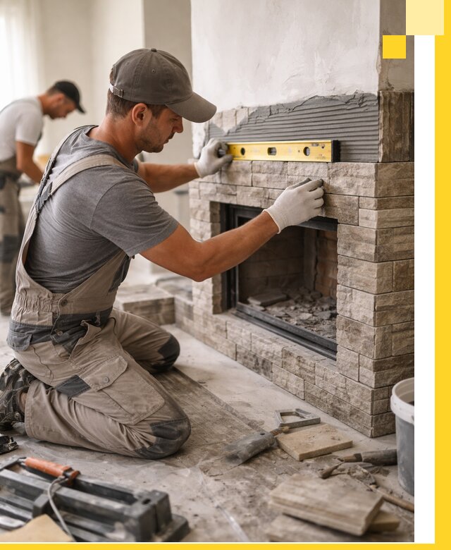 Облицовка каминов в Владикавказе, монтаж и отделка натуральным камнем