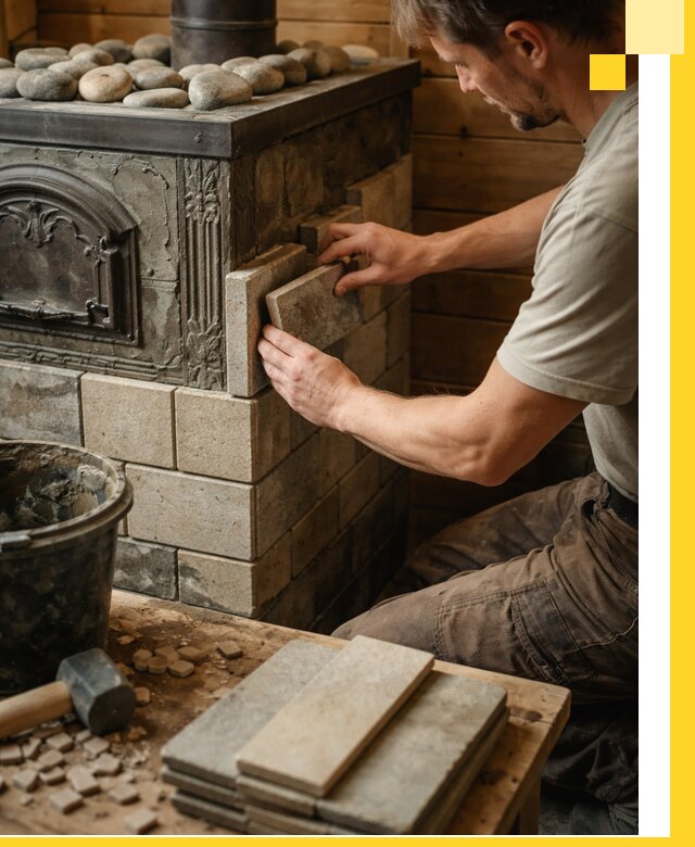 Облицовка банных печей в Владикавказе профессиональная отделка