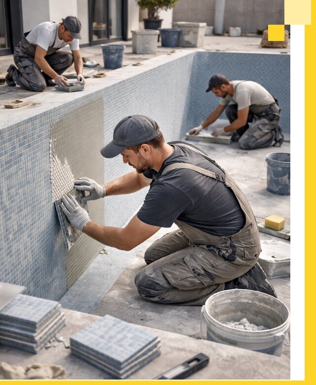 Облицовка бассейнов в Владикавказе плитка мозаика гидроизоляция