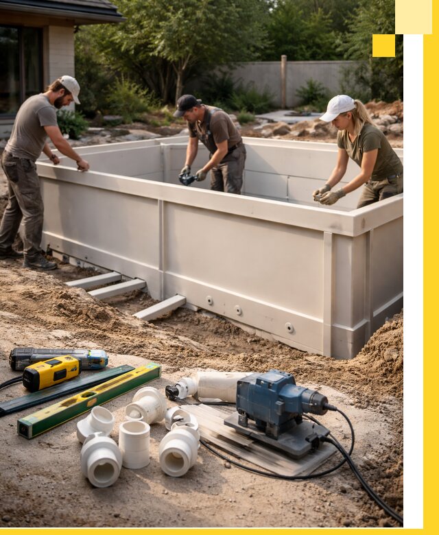 Установка полипропиленовых бассейнов под ключ в Владикавказе