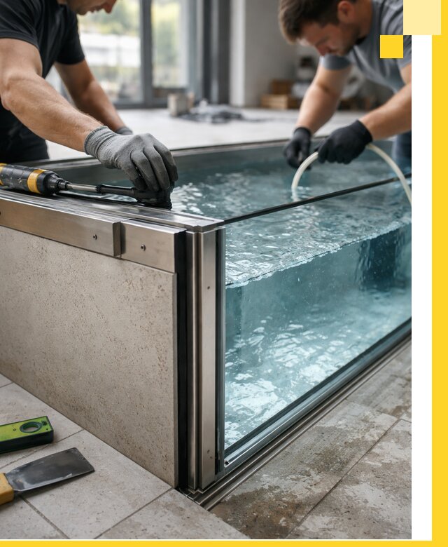 Проектирование и монтаж стеклянных бассейнов в Владикавказе