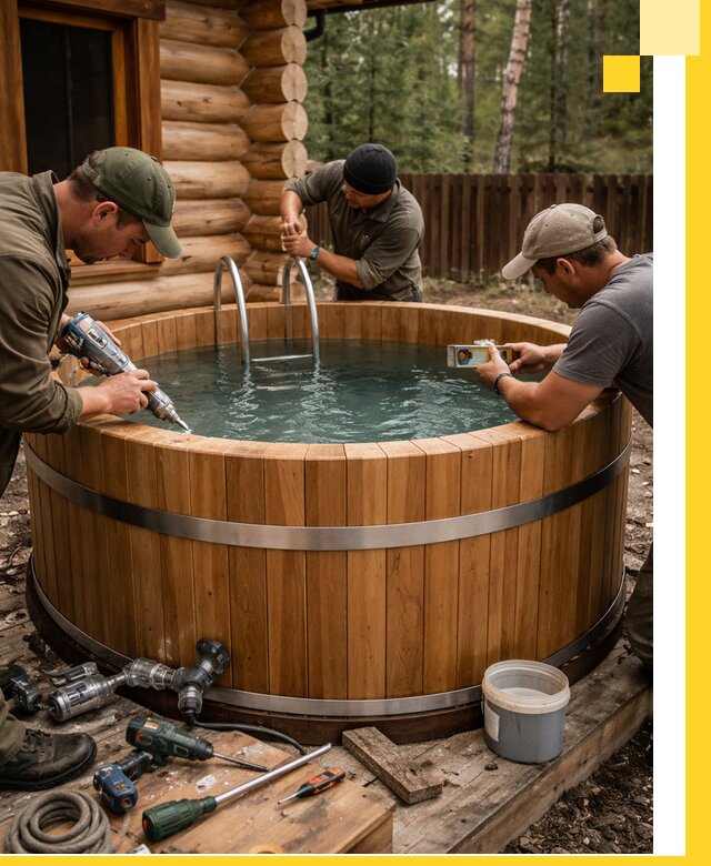 Строительство бань с купелью под ключ и отделкой в Владикавказе