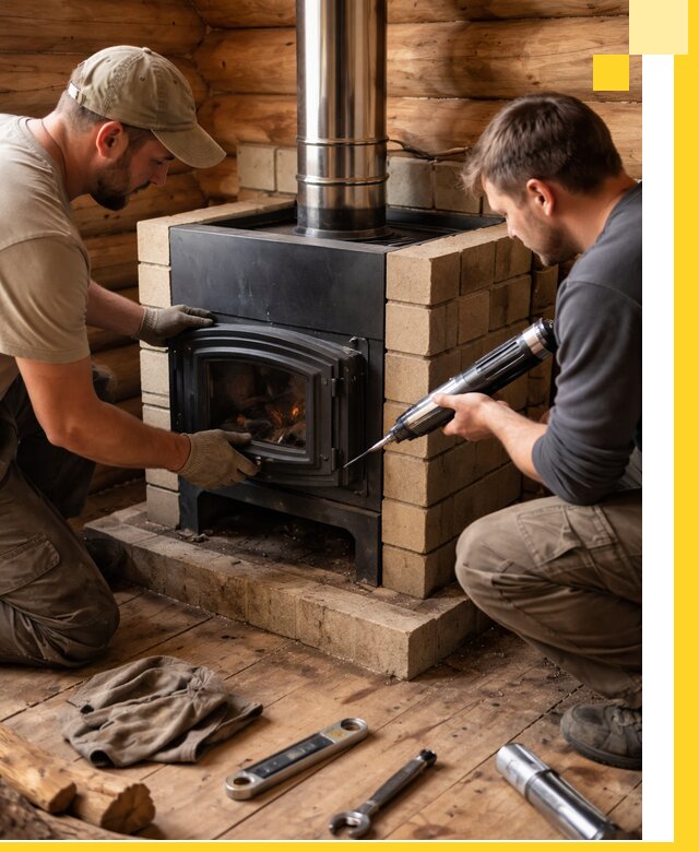 Монтаж и установка печи в бане под ключ с гарантией в Владикавказе