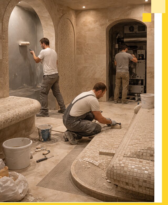 Строительство бани с хамамом и бассейном под ключ в Владикавказе