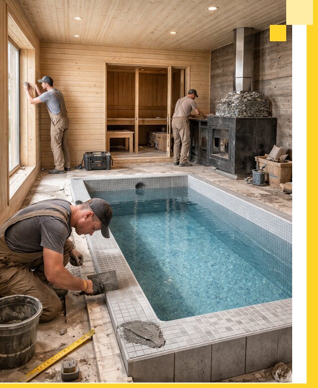 Проект бани с бассейном и сауной в Владикавказе под ключ