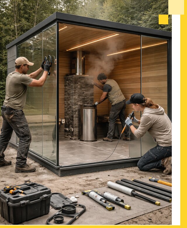 Проектирование и строительство стеклянных бань в Владикавказе