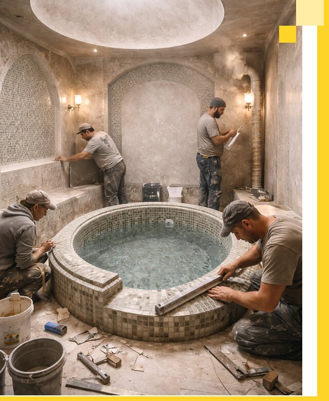 Профессиональное строительство хамама с бассейном в Владикавказе под ключ