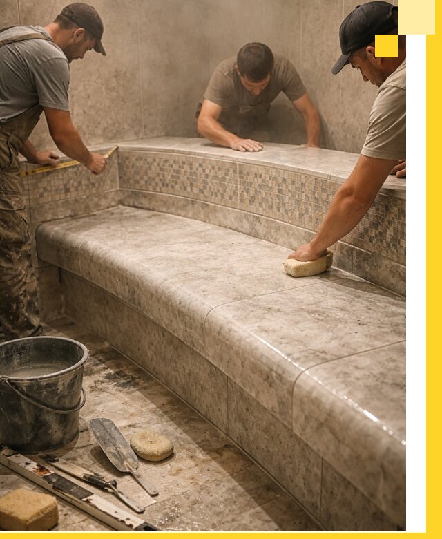 Изготовление и установка сидений для хамама в Владикавказе